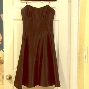 Strapless Black Satin Cocktail Dress